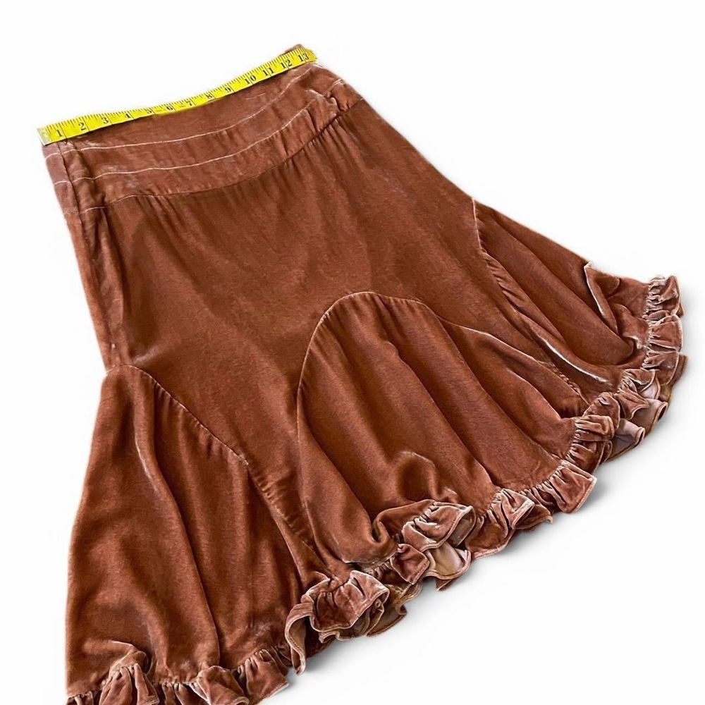Odille by Anthropologie Velvet Ruffle Midi Skirt - Picture 7 of 8
